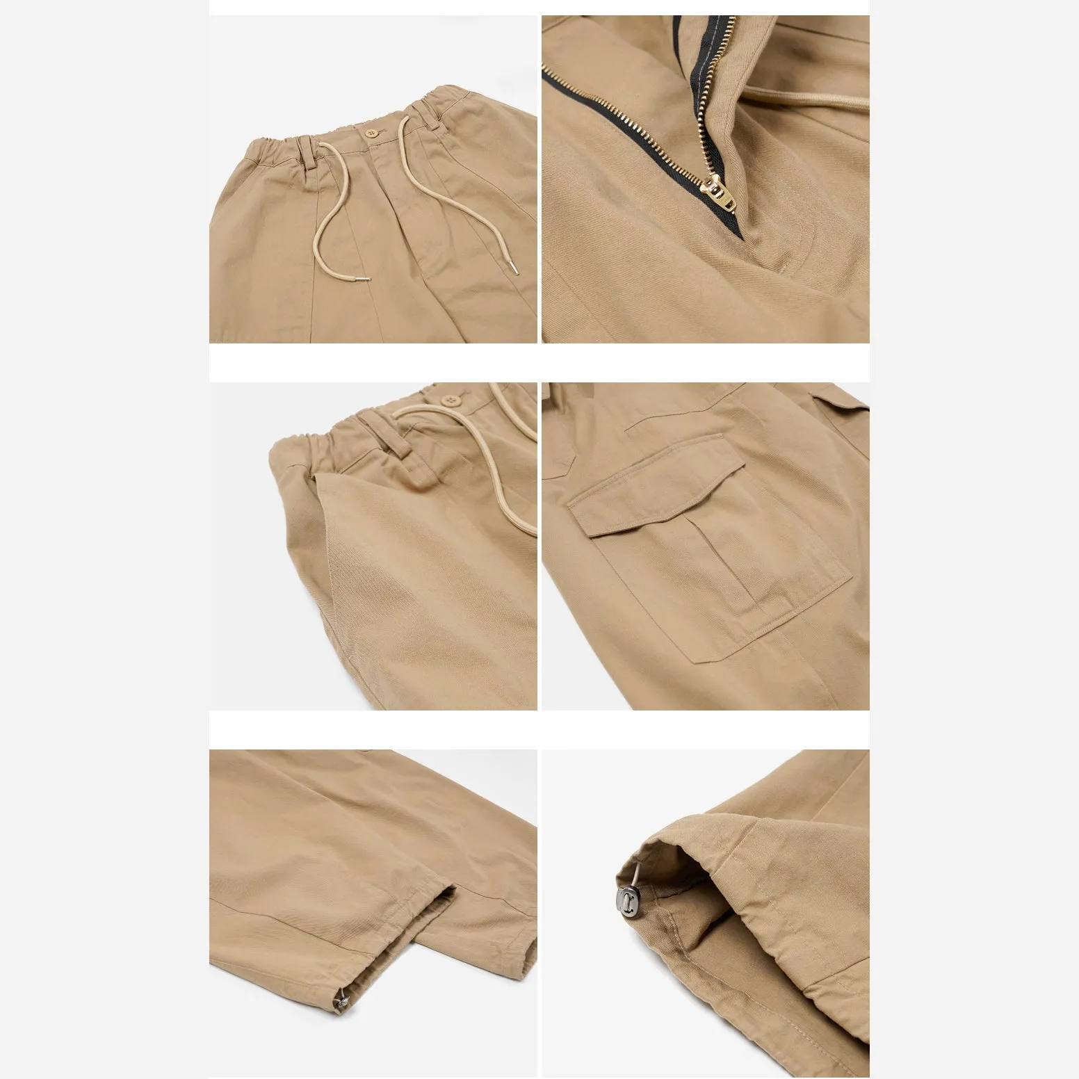 TWILL CARGO BALLOON PANTS - BEIGE