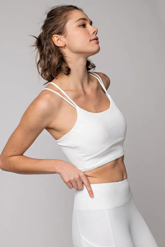 White Plus Size Nylon Rib Sports Bra