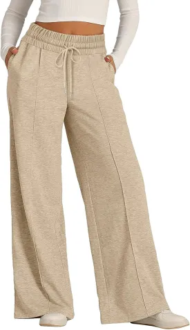 Wide Leg Sweatpants for Women Causal Drawstring High Waist Baggy Straight Trousers High Waist Yoga Palazzo Pants