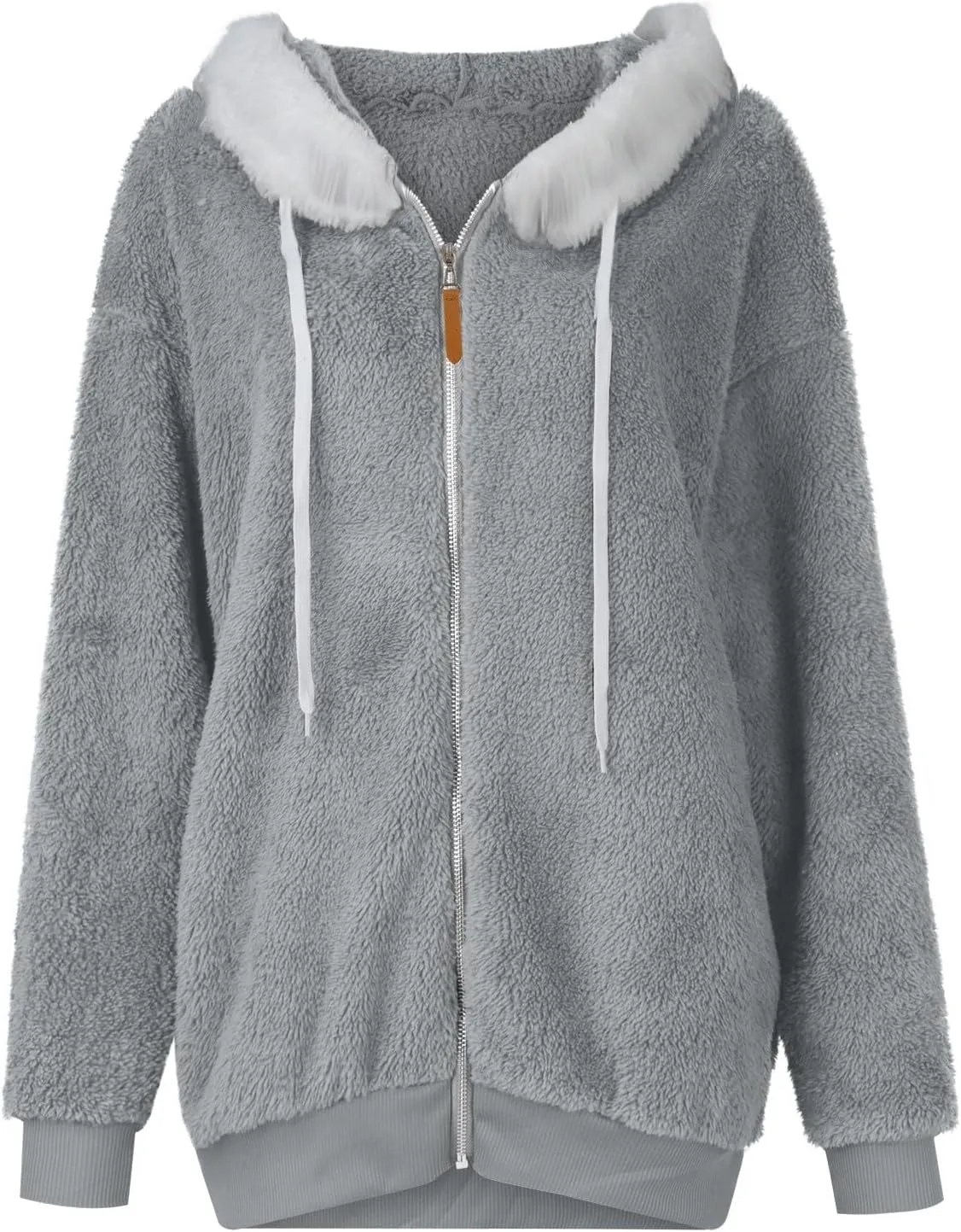 Women's Winter Coats Fuzzy Fleece Jacket Hooded Color Block Patchwork Cardigan Coat Outerwear With Pockets