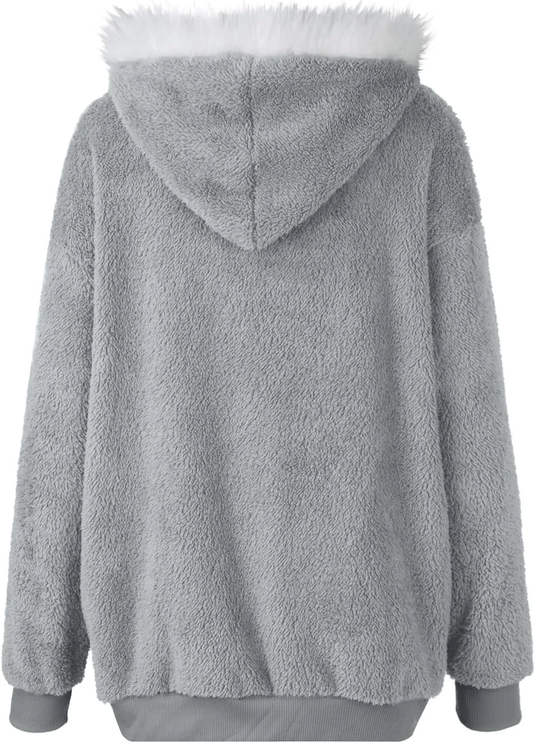 Women's Winter Coats Fuzzy Fleece Jacket Hooded Color Block Patchwork Cardigan Coat Outerwear With Pockets