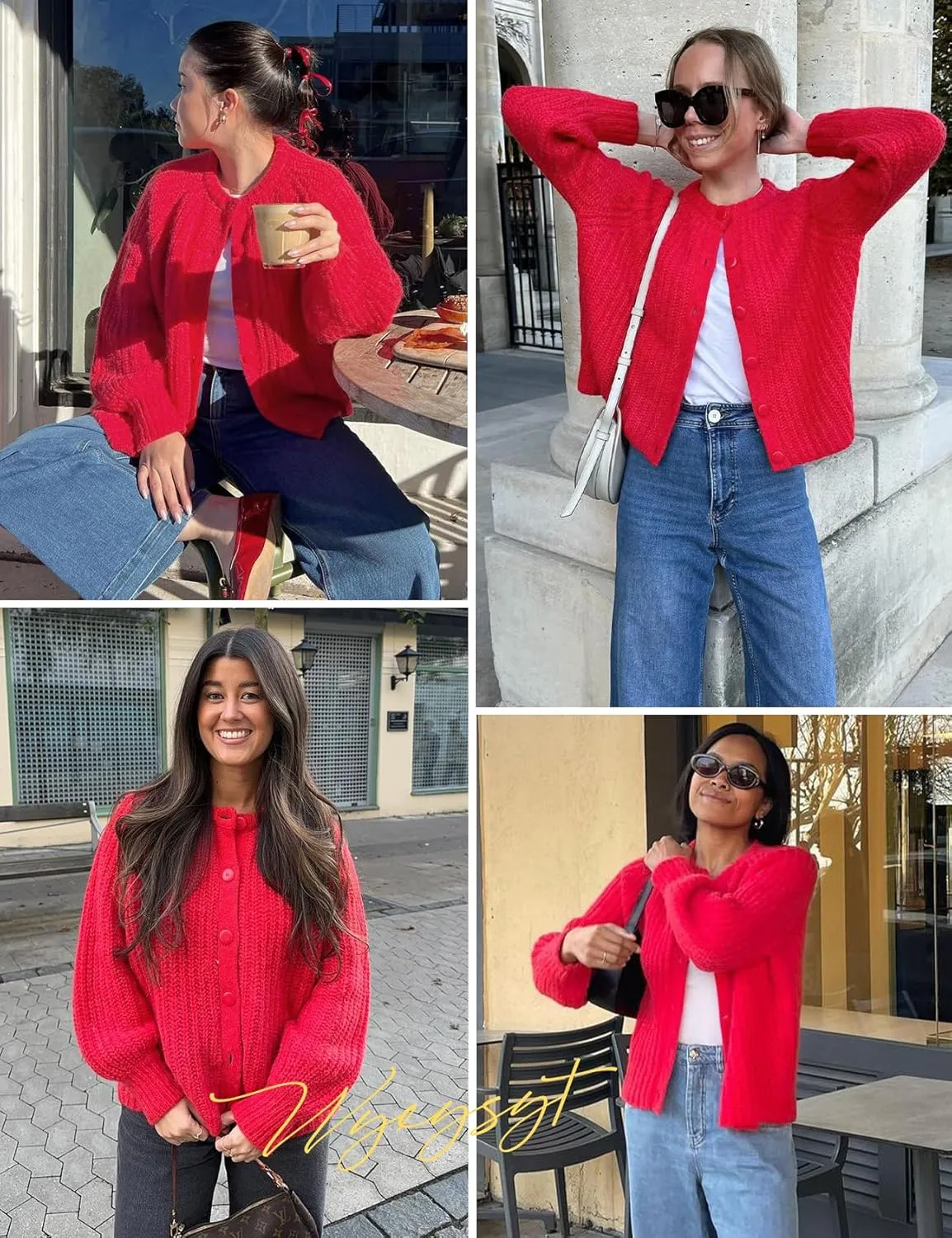 Wyeysyt Womens Cardigan Sweater Button Down Long Sleeve Chunky Soft Knit Sweater Fall Open Front Loose Casual Cardigan Coat